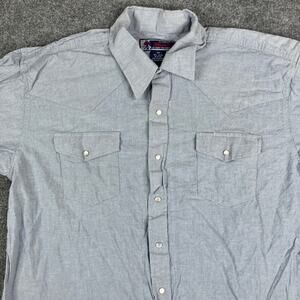 Williams Bay Shirt Mens 2X Light Blue Pearl Snap Western Cowboy Cotton